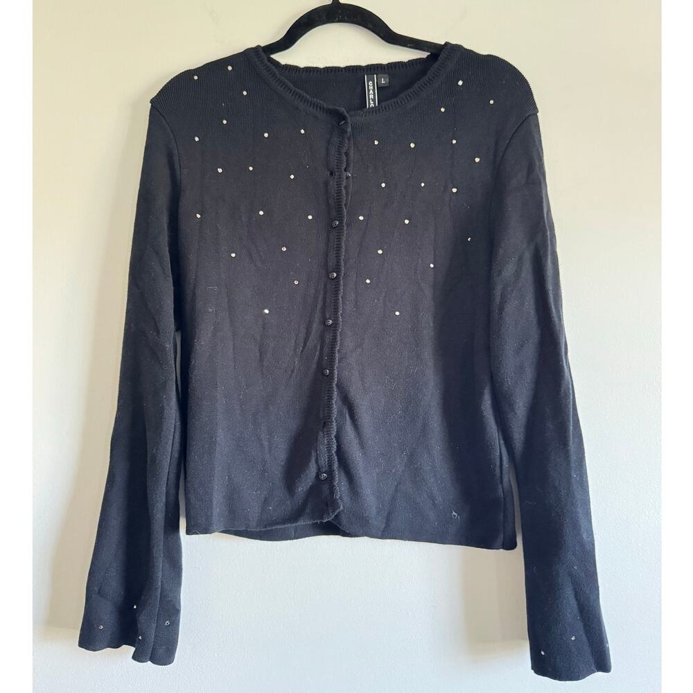Charlotte Tarantola Black Embellished‎ Cardigan Sweater Women’s Large - Picture 7 of 7